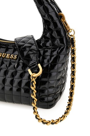 GUESS Crossbody Handbag Wallet Black Faux Patent Leather Purse Classic |  eBay
