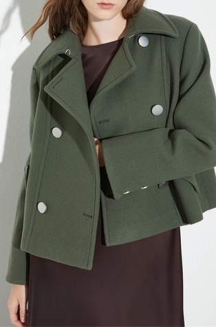 Double-woven wool pea coat