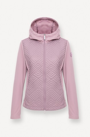 Water-repellent hooded jacket with quilted front