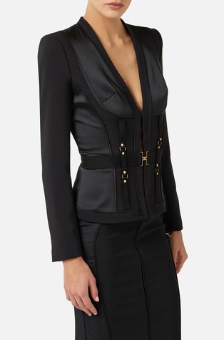 Bustier jacket in lightweight crêpe and satin fabrics