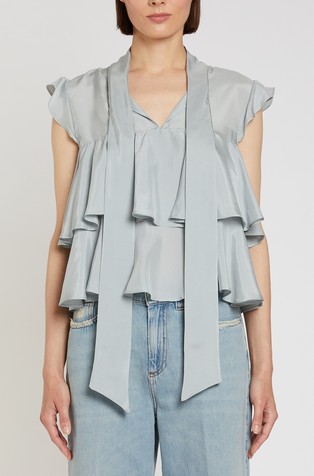 Svilena bluza s trakom za vezanje