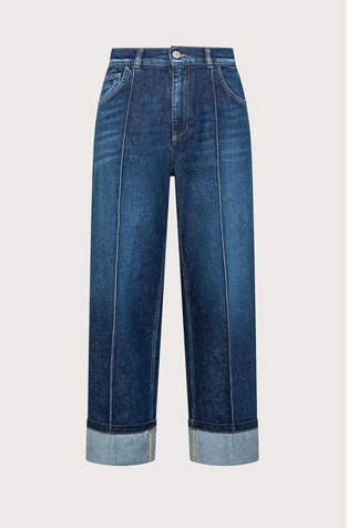 Jeans hlače s prednjim šavom i uvrnutim donjim rubom