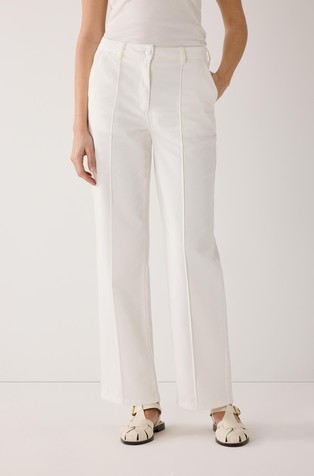 Cotton blend twill straight trousers