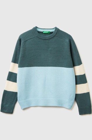 Pleten pulover s raznobojnim blokovima