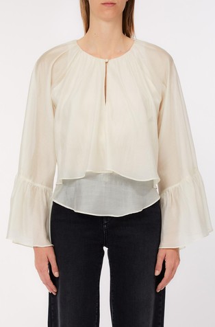 Bluza od muslina s volanom na rukavima