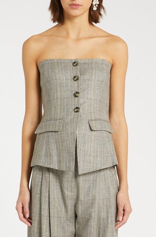 Top s dizajnom korzeta i kariranim uzorkom