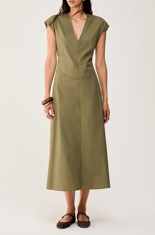 Long cotton poplin dress