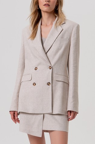 Regular fit sako od mješavine lana s dvorednim kopčanjem