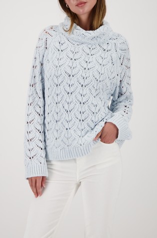 Knitted sweater with ajour pattern