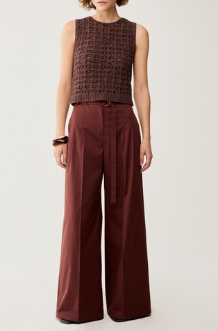 Široke pamučne hlače s remenom