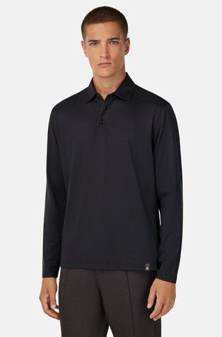 Polo majica dugih rukava od mješavine pamuka i svile