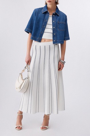 Midi pletena suknja s kontrastnim šavovima