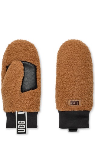 Rukavice od kovrčavog umjetnog krzna s logo trakom