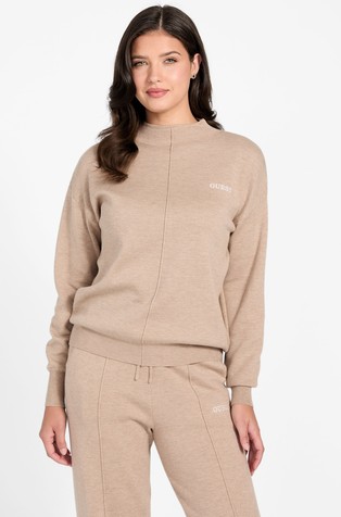 Pleten pulover s povišenim ovratnikom