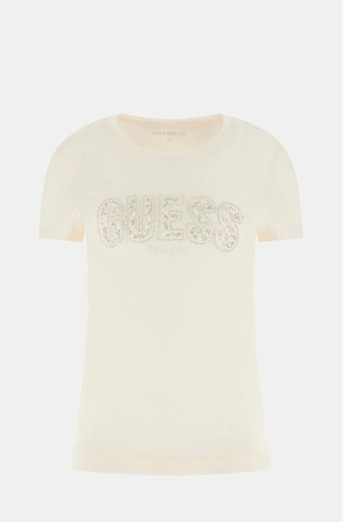 Lace logo T-shirt with rhinestones