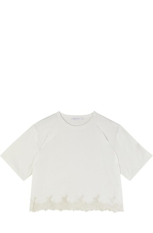 Cropped T-shirt with lace