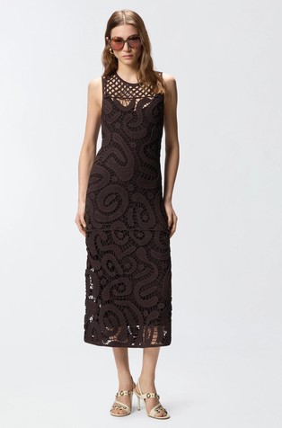 Sleeveless lace knitted dress