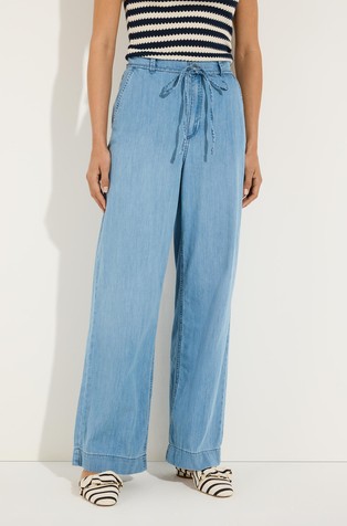 Wide-leg trousers in cotton blend