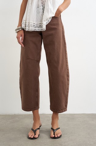 TSBARREL cropped jeans hlače s visokim strukom