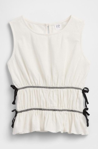 Top od mješavine lana s mašnama za djevojčice