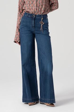 Straight fit jeans with decorative charm detail