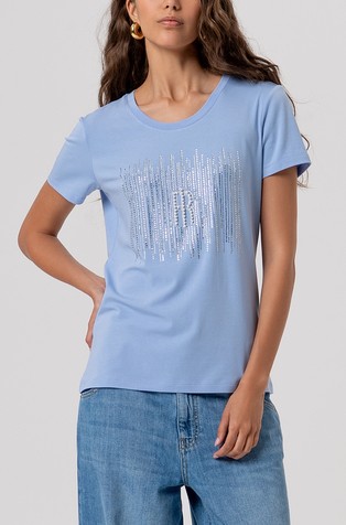 Regular fit majica od mješavine modala s ukrasnim kamenčićima