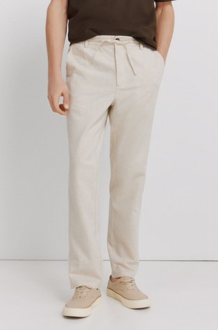 Cotton and linen comfort fit chinos