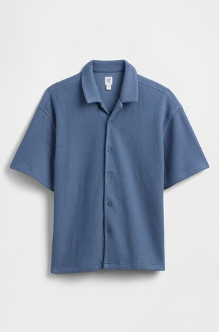 Relaxed fit rebrasta košulja kratkih rukava za dječake