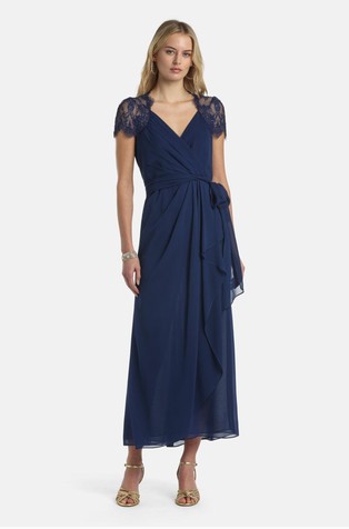 Silk lace-embellished gown