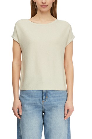 Short-sleeved knit sweater in glitter yarn