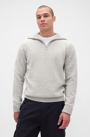 Muški pleten pulover s djelomičnim patentnim zatvaračem