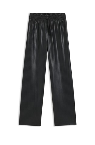 Relaxed fit široke hlače od prugaste umjetne kože