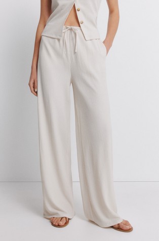 Wide trousers with drawstring