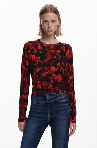 Tanak pleten pulover s cvjetnim uzorkom