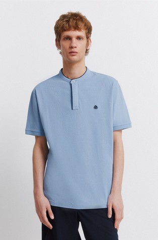 Mandarin collar polo shirt slim fit