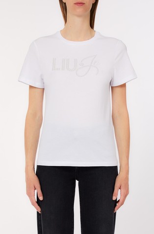 T-shirt with pearled logo