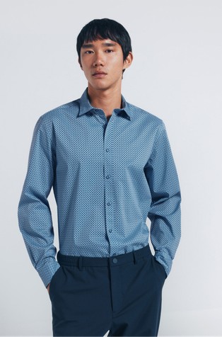 Micro print poplin shirt
