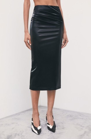 Vinyl midi skirt