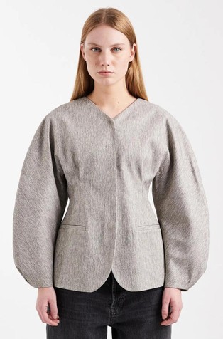 TSTONA Collarless melange blazer