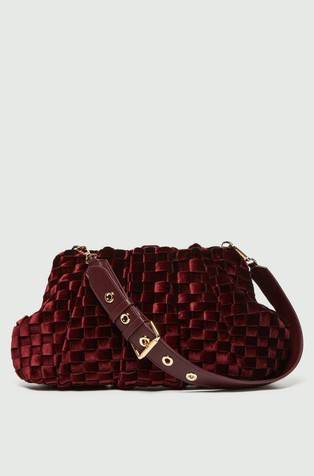 Unstructured woven velvet clutch
