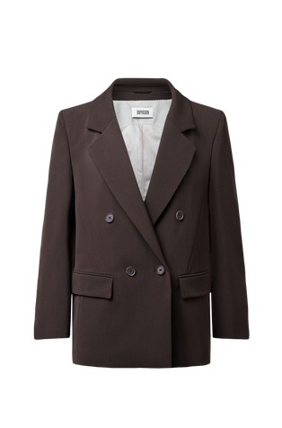 Double-breasted twill blazer