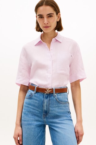 Relaxed fit lanena košulja kratkih rukava