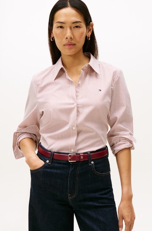 Regular fit prugasta košulja od popelina