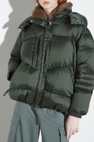 Oversized hooded down jacket