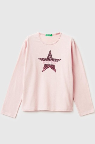 Pamučna majica dugih rukava sa šljokicama