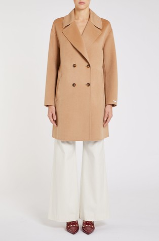 Kratak vuneni kaput s dvorednim kopčanjem