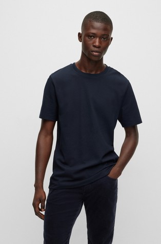 Bubble-jacquard structure T-shirt in a cotton blend