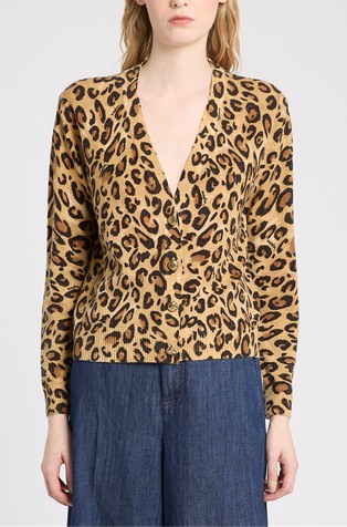 Cardigan with leopard pattern