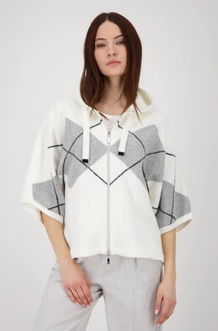 Kardigan s kapuljačom i kariranim uzorkom sprijeda