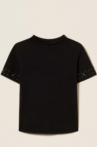 Pletena majica od mješavine viskoze s ukrasnim kamenčićima